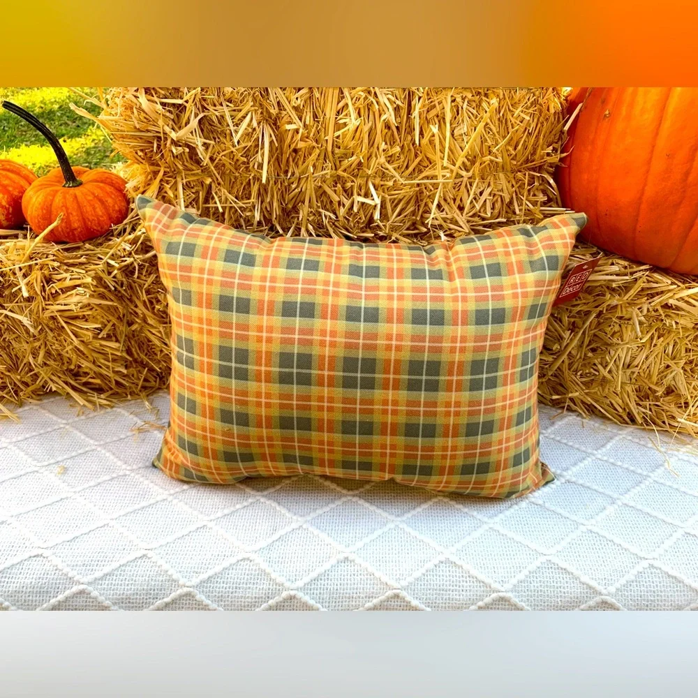 Fall Decor Pillow Plaid Gnomes Ready for Fall Thanksgiving Beautiful Design- NWT